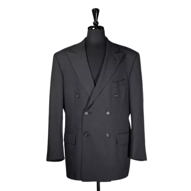 RALPH LAUREN MENS Blazer Double Breasted Gray Plaid Wool Jacket Sport ...