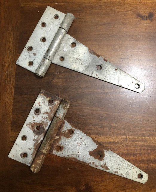 Large Rustic HINGES PRIMITIVE Rust Gate Barn Shed Door Shelf SALVAGE Heavy Metal 2