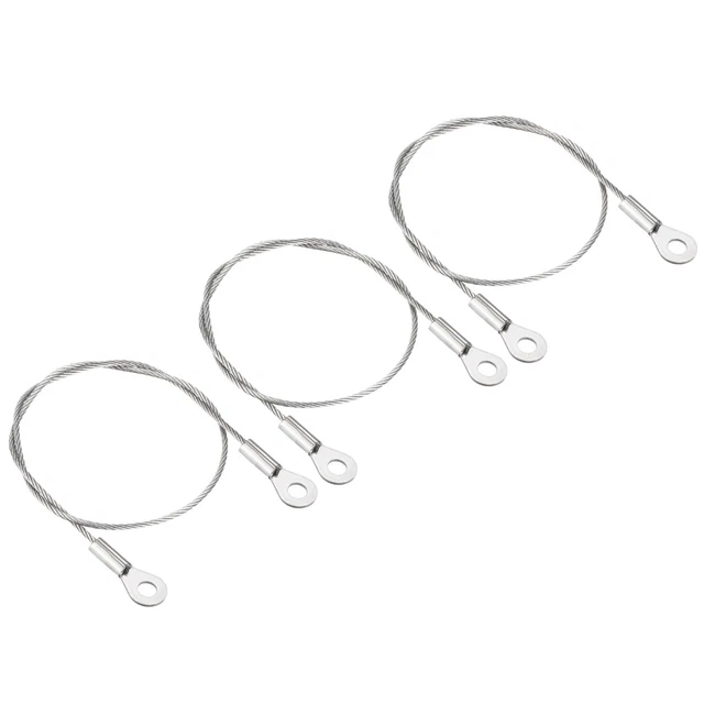 3Pcs 1.5mmx30cm Steel Security Cable 4mm ID Eyelets Ended Safety Wire Rope