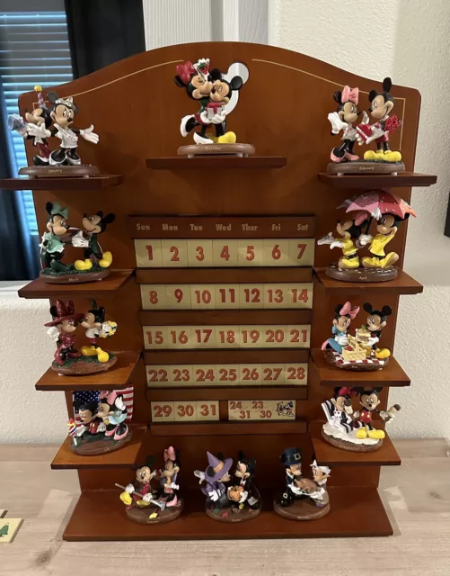 DISNEY MICKEY MINNIE Mouse Wall Wooden Tile Bradford Exchange Calendar