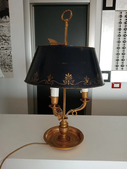 Lampada Da Tavolo A 3 Luci In Bronzo E Ottone Stile Francese