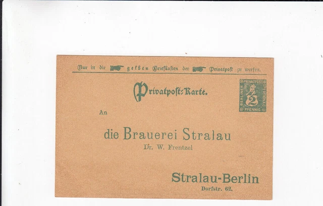 NB153/ Privatpost Berlin Privatganzsache Brauerei Stralau *