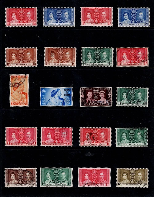 Stamps British Empire A Selection of 1938 Coronation KGV1 and Queen Elizabeth