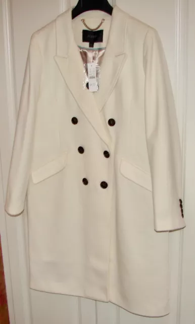 NWT J Crew size 12 Petite ivory double-breasted wool blend topcoat #AT701 2