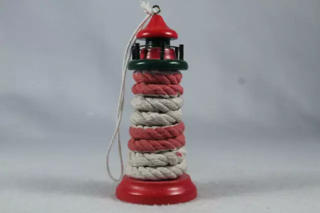'Wooden Lighthouse' Red & White Ornament - Decorated By Kurt Adler #C0680 NEW!