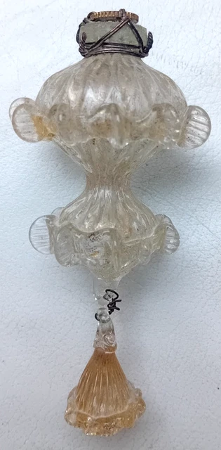 Collier Vintage 2 Rangs En Perles De Verre De Murano Transparent Avec Reflets Gris – Monture Cuivre Doré, Occasion élégante
