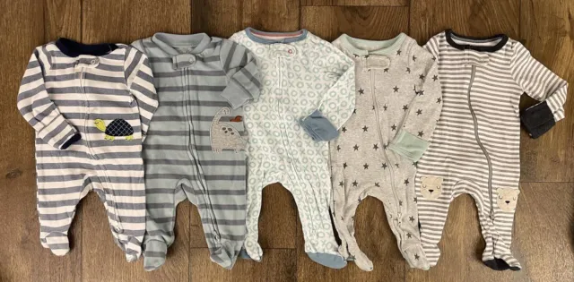 Baby Boy Newborn One Piece Zip Up Footed Sleeper Pajama Clothes Lot Dinosaur