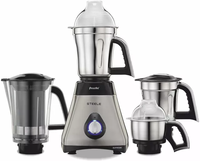 Preethi Steel Supreme MG-208 mixer grinder, 750-watt,4jar (Silver) Free Delivery