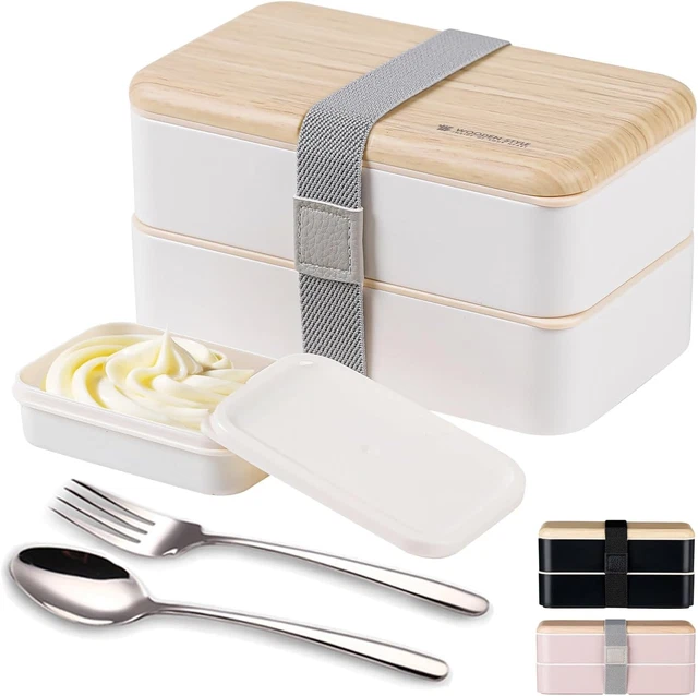 Boîte à Déjeuner Bento 2 Compartiments - Acier Inoxydable 304, Couverts Inclus, 1600 Ml, Pour école, Travail, Pique-nique