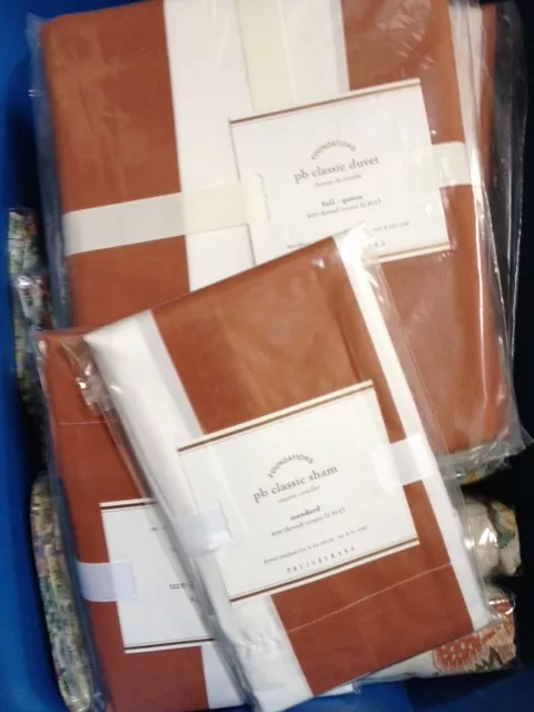 Pottery Barn Classic Stripe Duvet Cover Set Terra Cotta Queen 2 Standard Shams Pottery Barn Classic Stripe Duvet Cover Set Terra Cotta Queen 2 Standard Shams