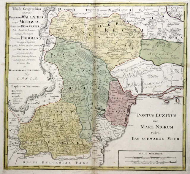 Rumänien Original Kupferstich Landkarte Homann Erben 1769