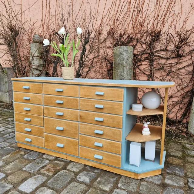 Antiker Alter Apothekerschrank Apothekerkommode Vintage Retro Pastell