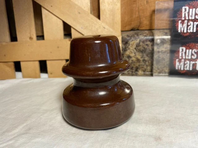 Vintage Brown Porcelain Ceramic Electric Power Line Insulator 3