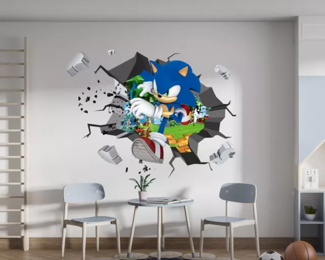 Sonic The Hesgehog WALL EXPLOSION Decal Wall Sticker Home Decor Art Kids Room 23