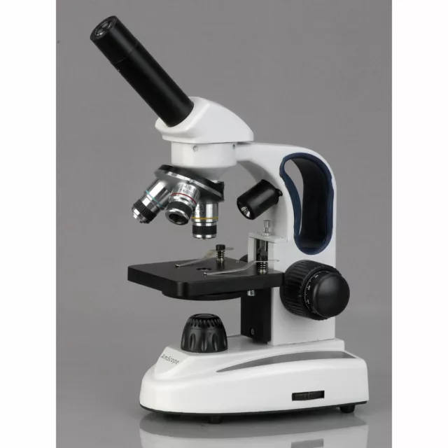 AmScope 40X-1000X Cordless Student Microscope Top/Bottom Light Fine Focus Metal 3