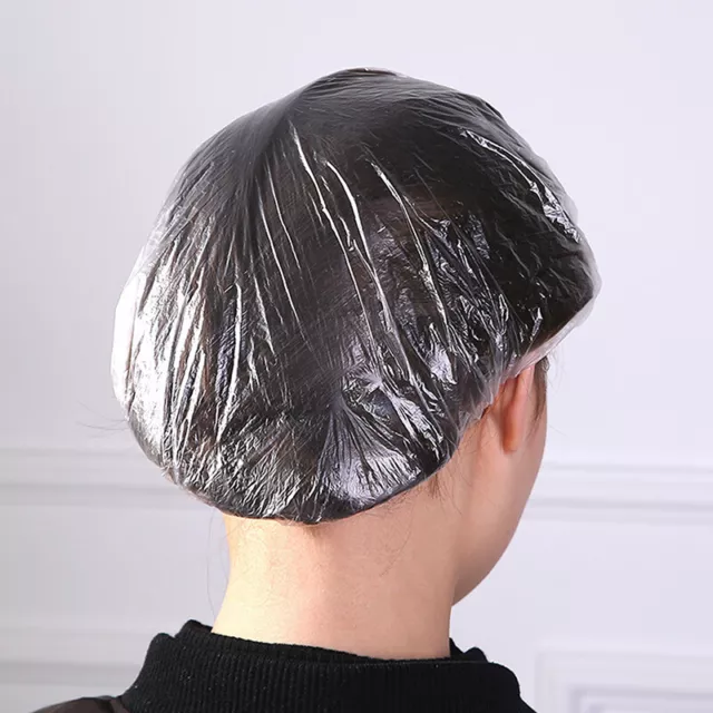 100Pcs/set Disposable Shower Cap Plastic Waterproof Headgear Hotel Hair _bj 2