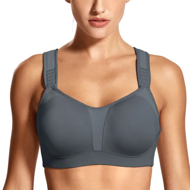 DELIMIRA Women's High Impact Sports Bra Front Adjustable Straps Underwire Bras