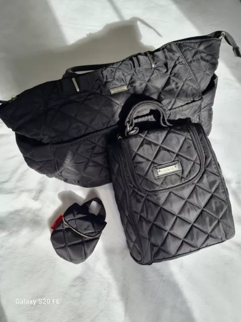 Storksak baby bag - black quilted, excellent condition