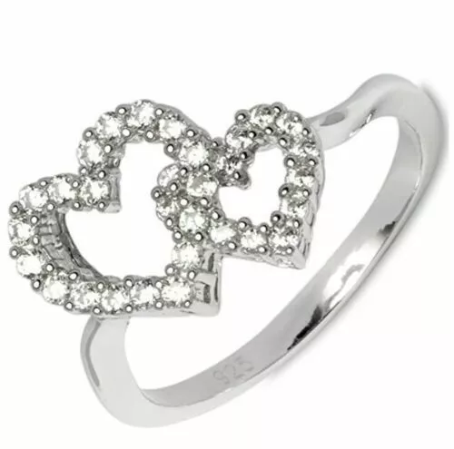 Bague Femme Gooix Argent sterling 925/1000. Double Cœur Love.T.54. 55,90 € NEUF