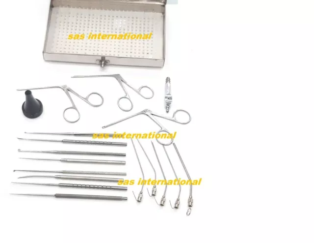 Myringotomy Instruments Set of 15 pcs For ENT Myringoplasty best quality