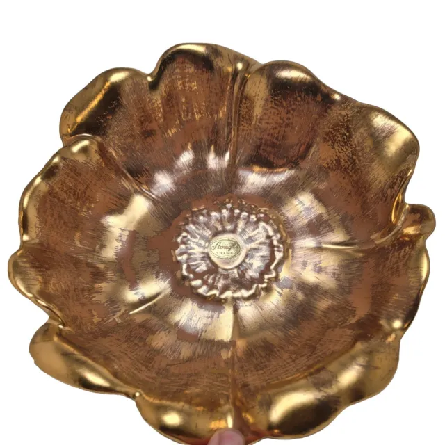 Vintage Stangl Granada 22K Gold-Hand Painted Mid Century Flower Bowl #3410-7