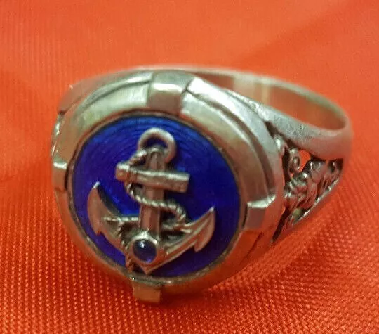 FABERGE Antique Imperial RUSSIAN Men Officer Ring with Sapphire stone, 88 silver