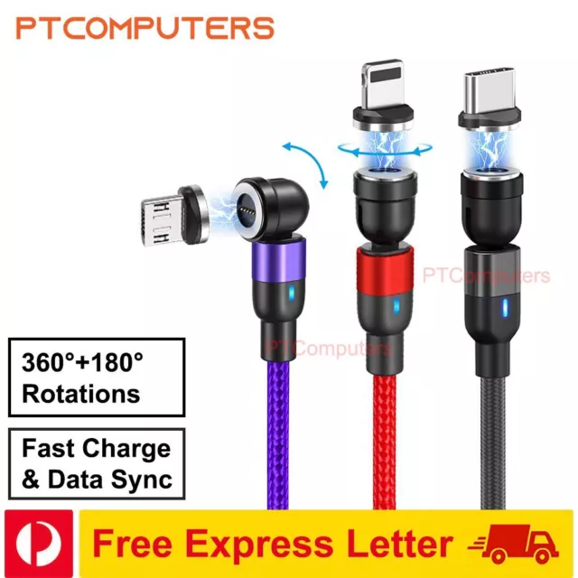 Magnetic 540 Fast Charging Data Cable Phone Charger For Type-C Micro USB iPhone