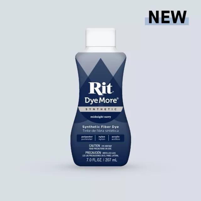 RIT Liquid DyeMore, Synthetic Fabrics, Dye More, 207ml MIDNIGHT NAVY