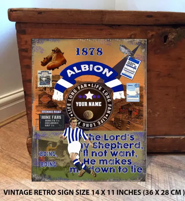 PERSONALISED WEST BROMWICH ALBION NO1 FAN FOOTBALL Vintage Metal Wall Sign RT17