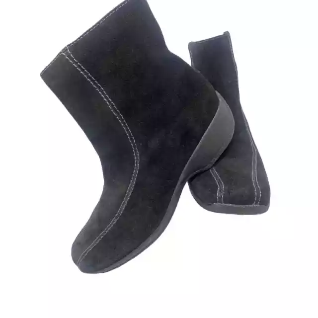 Clarks Women's Side Zip Ashlyn Ankle Boots Suede Black Size 8.5W NEW