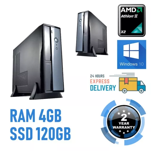 Ordinateur de Bureau Assemblé AMD 4gb SSD 120gb Rs232 Windows 10 Pro _