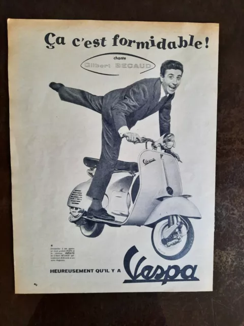Affiche Ancienne, Publicite Issue Magazine Vespa Gilbert Becaud