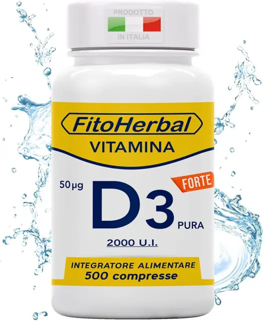 Vitamina D 60000 Ui/Mese ALTO DOSAGGIO 500 Compresse | Integratore Vitamina D3 2