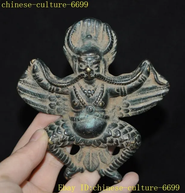 4" Tibetan Buddhism bronze Winged Garuda Bird God Tantra Buddha Statue