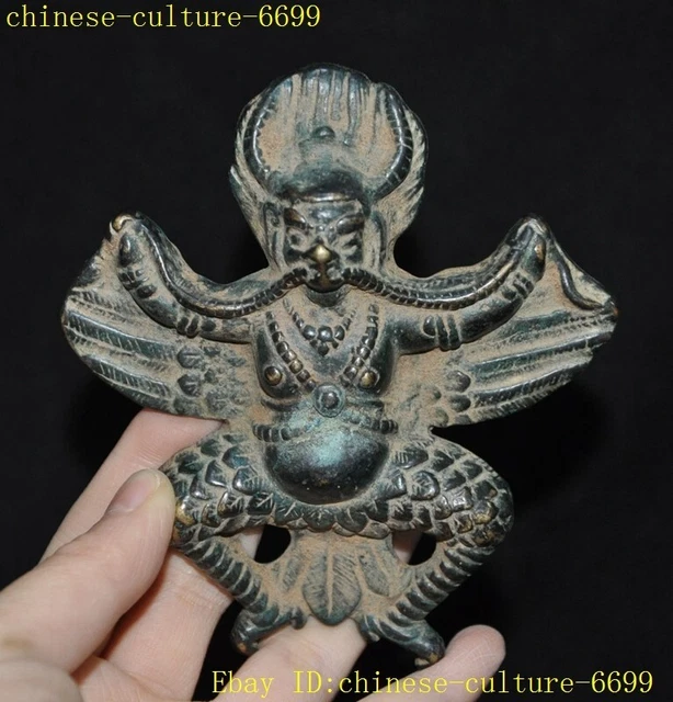 4" Tibetan Buddhism bronze Winged Garuda Bird God Tantra Buddha Statue