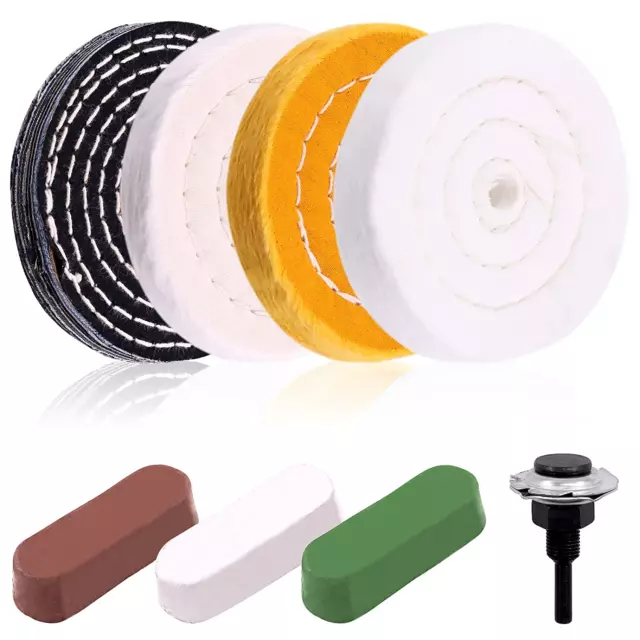 Buffing & Polishing Wheel 7 Piece Set 1/4 Hex Shank for Power Drill 3  Compounds