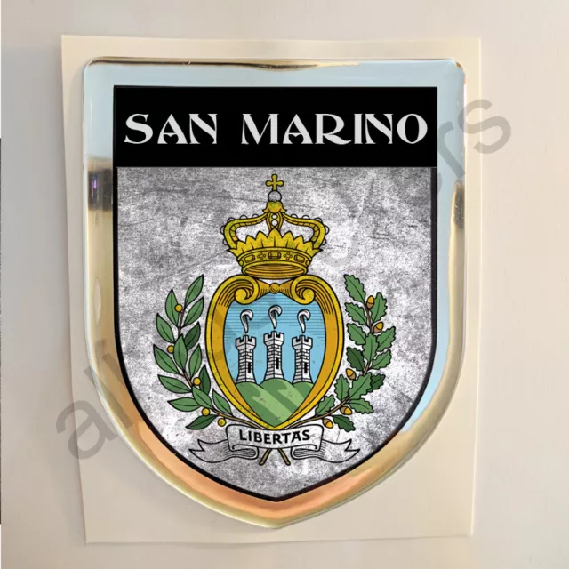 San Marino Adesivi Scudetto 3D Emblema Stemma Sporco Resinato Adesivo Resinati