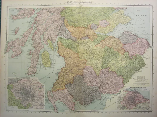 1939 Map ~ Scotland Lowlands Ayr Dumfries Wigtown Edinburgh Environs Berwick