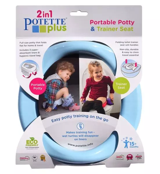 Potette Plus Portable Potty & 3 Liners - Blue & Navy