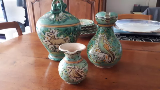 céramique espagnole ancienne Santafé Puente ..lot: cruche, pichet et petit vase