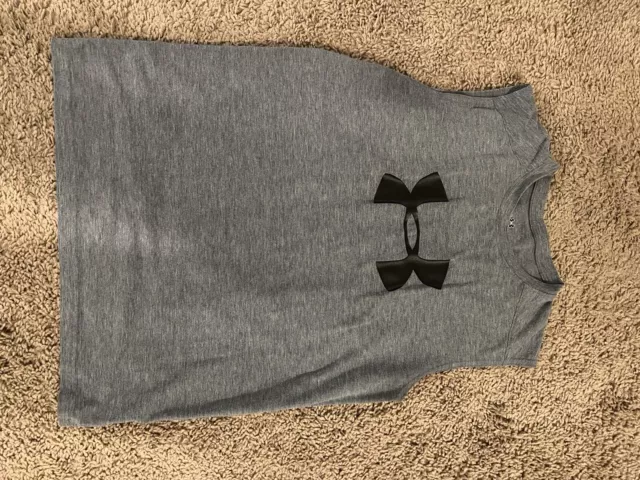 Under Armour Shirt Boys Large Gray Tank Top Athletic Training Youth Kids