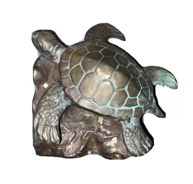Llamador de puerta de tortuga marina de bronce fundido SPI pesado San Pacific International RARO