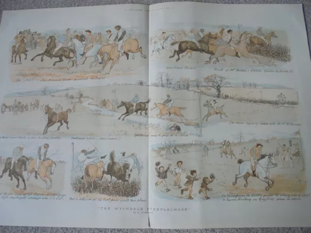 The Wychdale Steeplechase Randolph Caldecott 1880 colour print ref AH