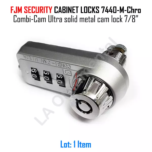 Lock Combi-Cam Ultra 7440 M 7/8" Chro No-Key FJM Security Cabinet Combination