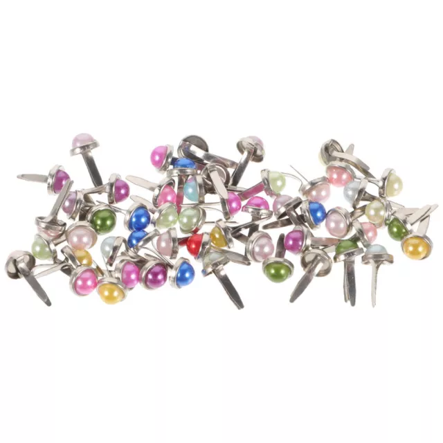 Brass Brads Paper Fasteners - 50pcs Round Metal Pearl Brads - Assorted Colors