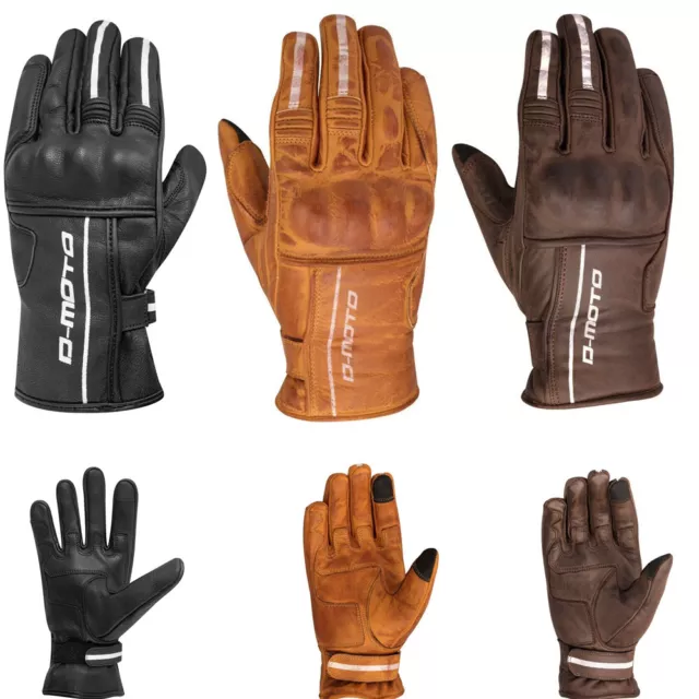 Motorbike Motorcycle Leather Gloves Thermal All Summer Knuckle Protection Gloves