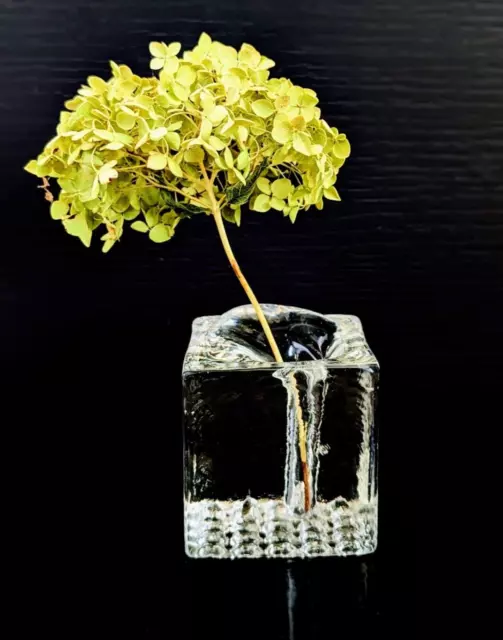 Mid-Century Swedish Pukeberg Glass Ice Block Bud Vase, 1960s, Uno Westerberg