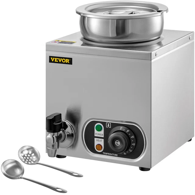 300W Commercial Soup Warmer 7.4Qt Round Pot Countertop Steam Soup Kettle