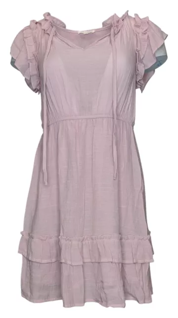 Blu Pepper Women's Dress Sz S Ruffle Detail Pink