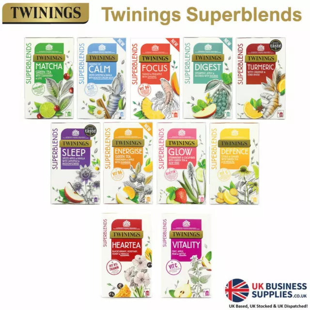 TWININGS SUPER BLENDS Tea Individually Wrapped Teabags 7 Flavour ...